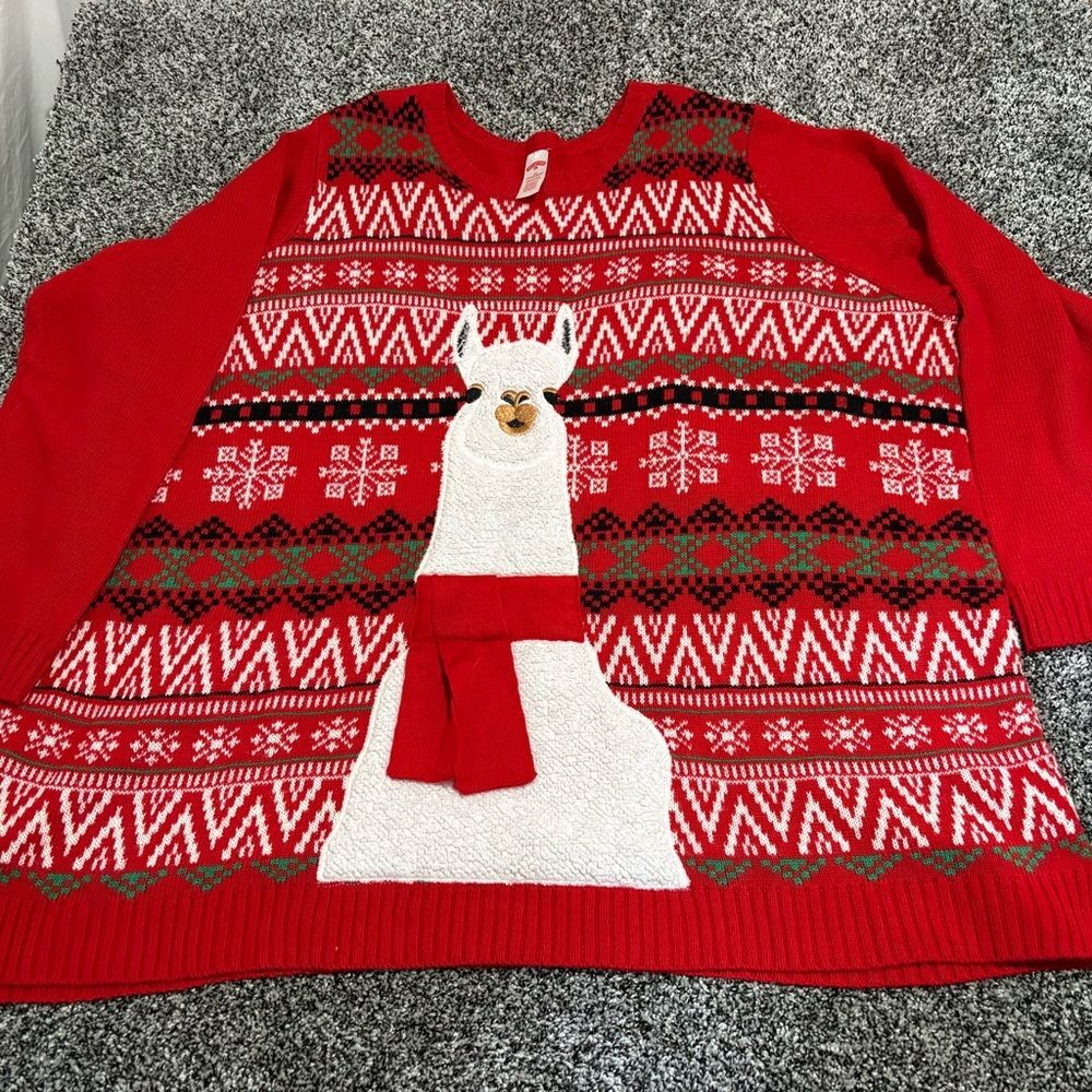 Holiday Time Red and White Festive Sweater woman’s 4xl